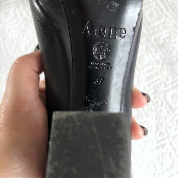 Acne Studios Black Square Toe Platform 4” High Heels - Picture 7 of 12